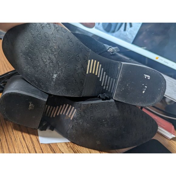 Reba Derbie Leather Suede Bootie‎ Fringe Black Boots Size 6 - Picture 6 of 7